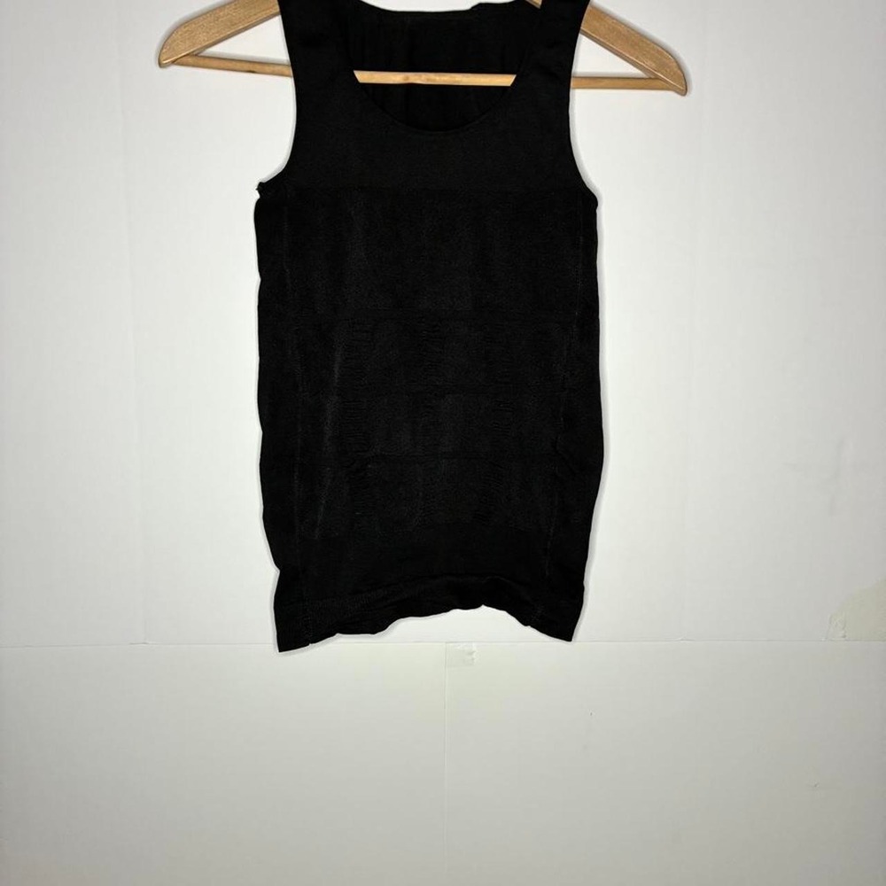 Black nylon & spandex tank top